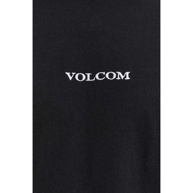 Pamučna majica Volcom za muškarce, boja: crna, s aplikacijom