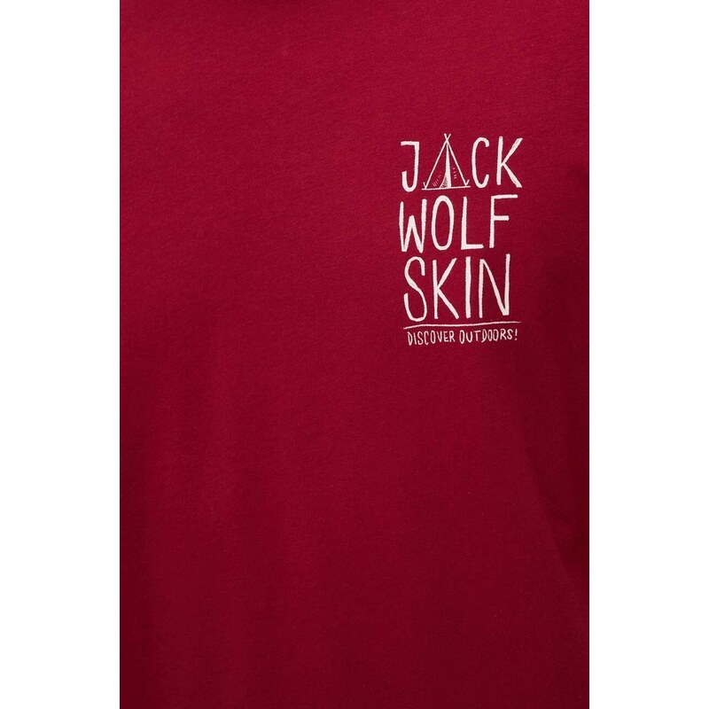 Majica kratkih rukava Jack Wolfskin Tent za muškarce, boja: bordo, s tiskom