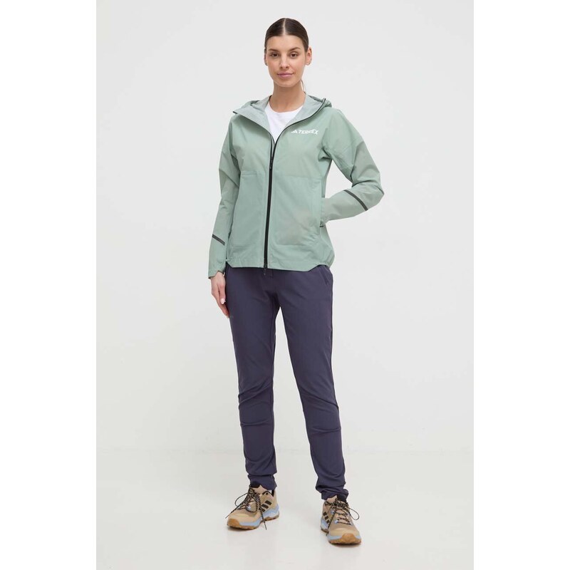 Kišna jakna adidas TERREX Xperior Light za žene, boja: zelena