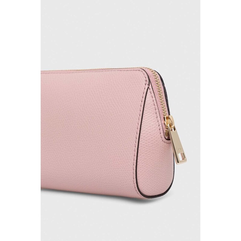 Kožna kozmetička torbica Furla boja: ružičasta