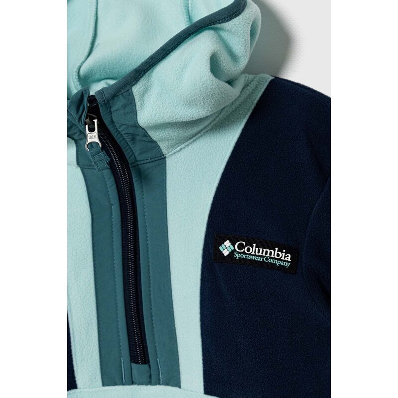 Dječja majica od flisa Columbia Back Bowl Lite Half boja: tirkizna, s kapuljačom, s uzorkom