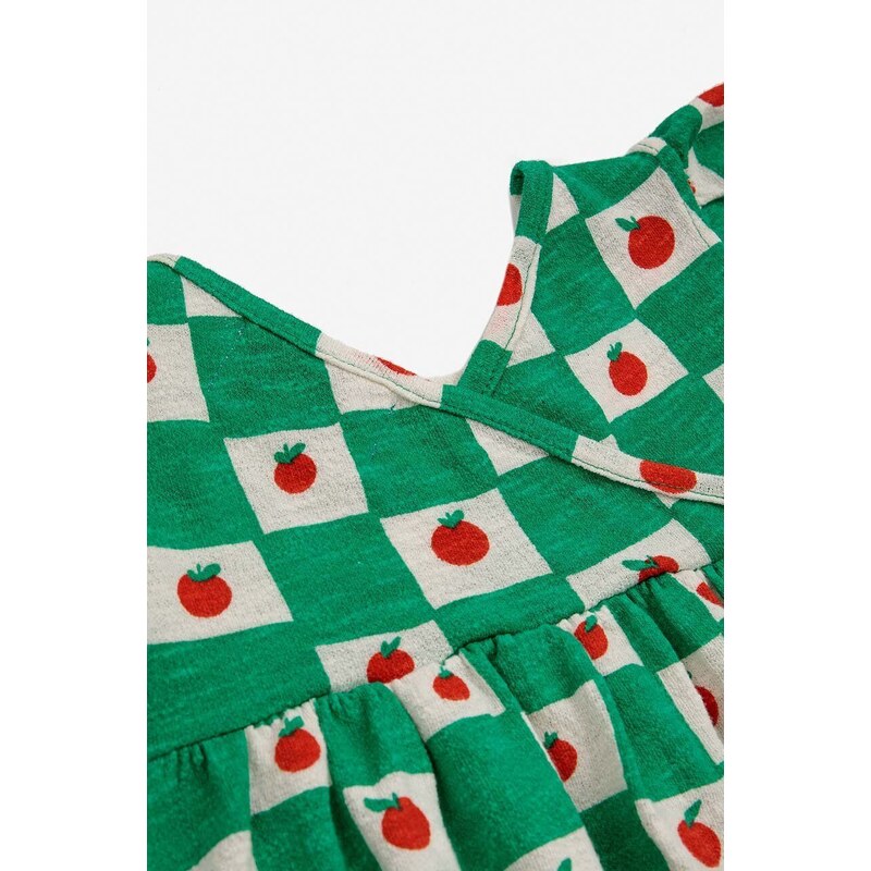 Dječja pamučna haljina Bobo Choses boja: zelena, mini, širi se prema dolje