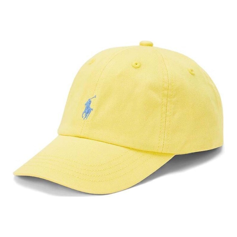 Pamučna kapa sa šiltom za bebe Polo Ralph Lauren boja: žuta, bez uzorka
