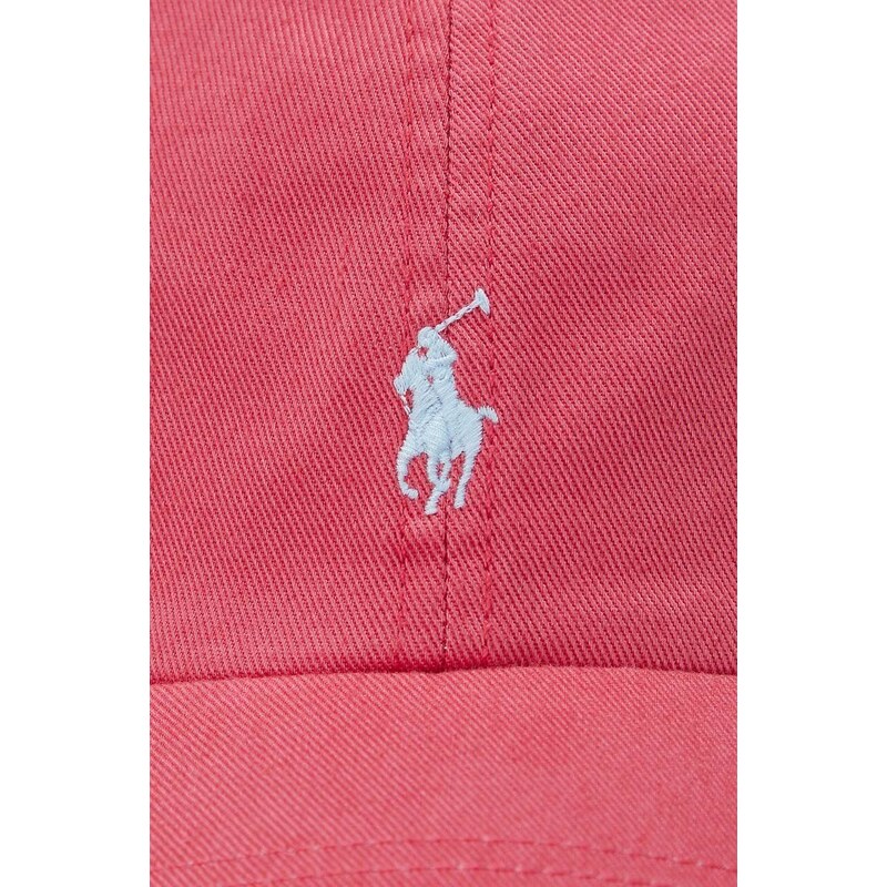 Pamučna kapa sa šiltom za bebe Polo Ralph Lauren boja: crvena, bez uzorka