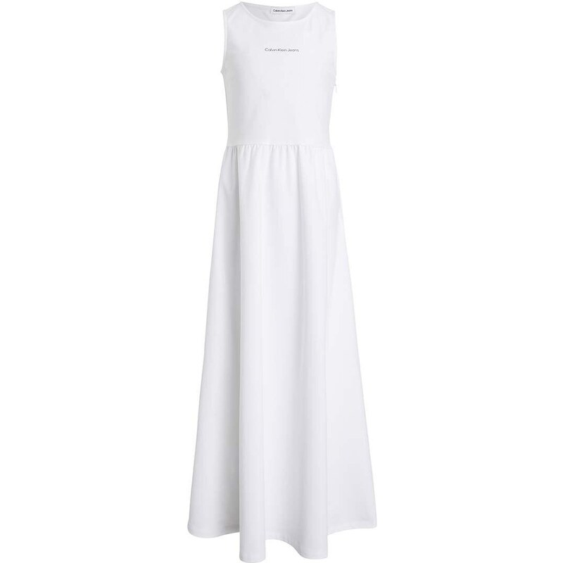 Dječja haljina Calvin Klein Jeans boja: bijela, maxi, širi se prema dolje