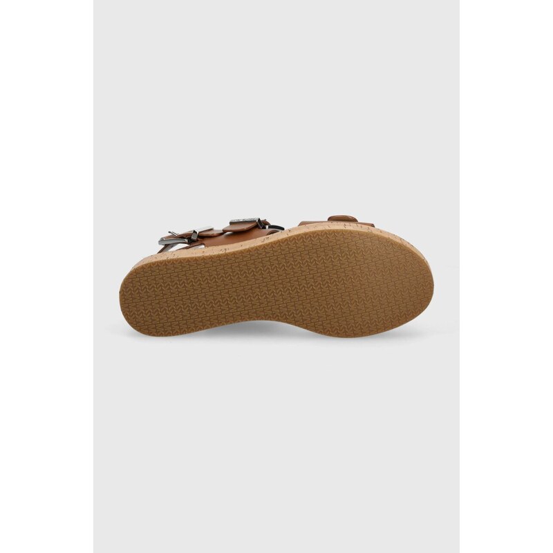 Kožne sandale MICHAEL Michael Kors Colby za žene, boja: smeđa, s platformom, 40S4COFS1L