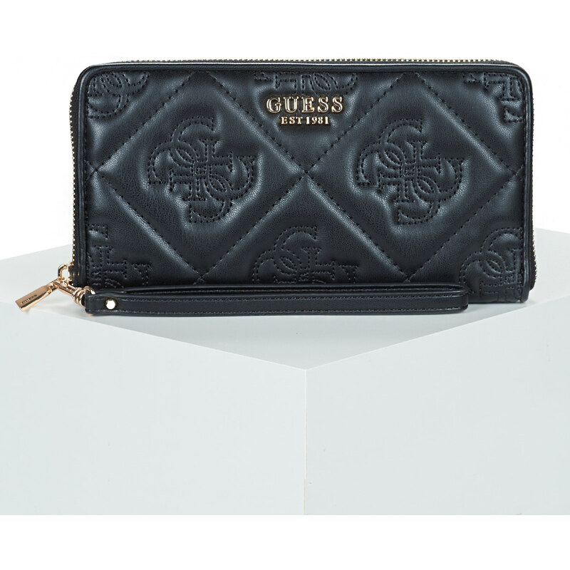 GUESS Geldbörse Marieke Cheque Organizer Light Beige Logo | modeherz