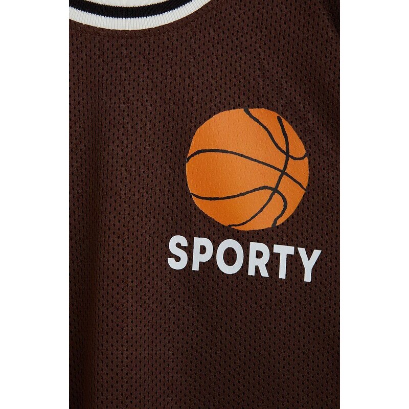 Dječja majica kratkih rukava Mini Rodini Basket boja: smeđa, s tiskom