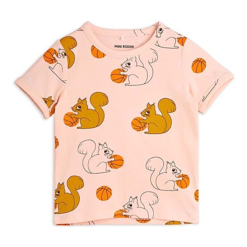 Dječja majica kratkih rukava Mini Rodini Squirrel boja: ružičasta, s uzorkom