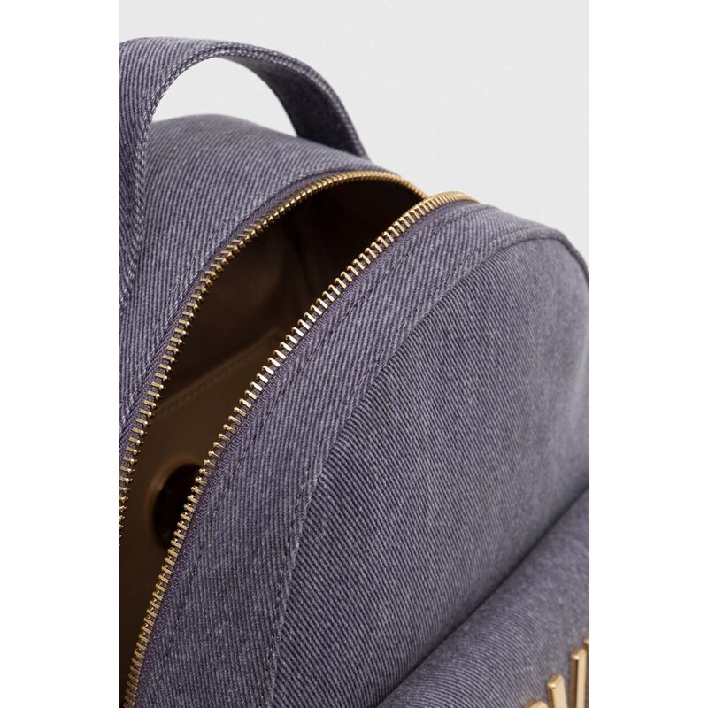 Pamučni ruksak Love Moschino boja: ljubičasta, mali, s aplikacijom