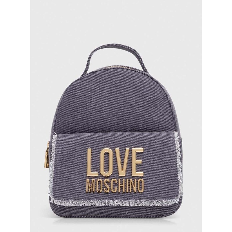 Pamučni ruksak Love Moschino boja: ljubičasta, mali, s aplikacijom
