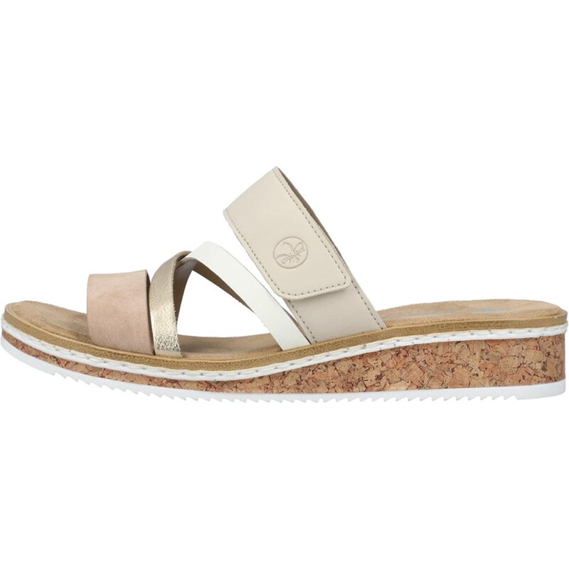 Rieker Natikače s potpeticom nude / ecru/prljavo bijela / zlatna / bijela
