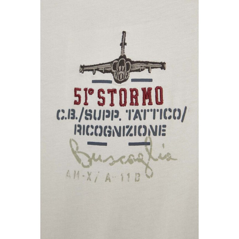 Pamučna polo majica Aeronautica Militare boja: bež, s aplikacijom