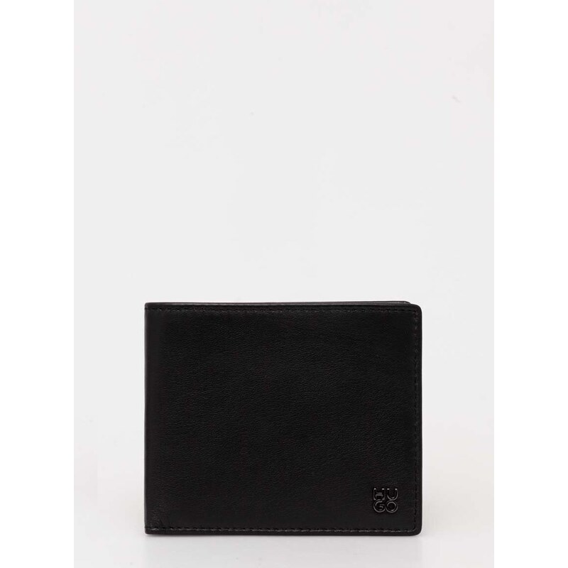 Kožni novčanik HUGO za muškarce, boja: crna