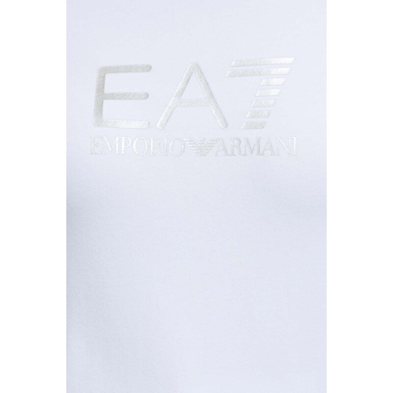 Dukserica EA7 Emporio Armani za žene, boja: bijela, s kapuljačom, s tiskom