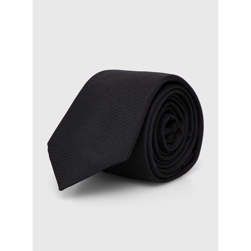 Kravata od svile HUGO boja: crna