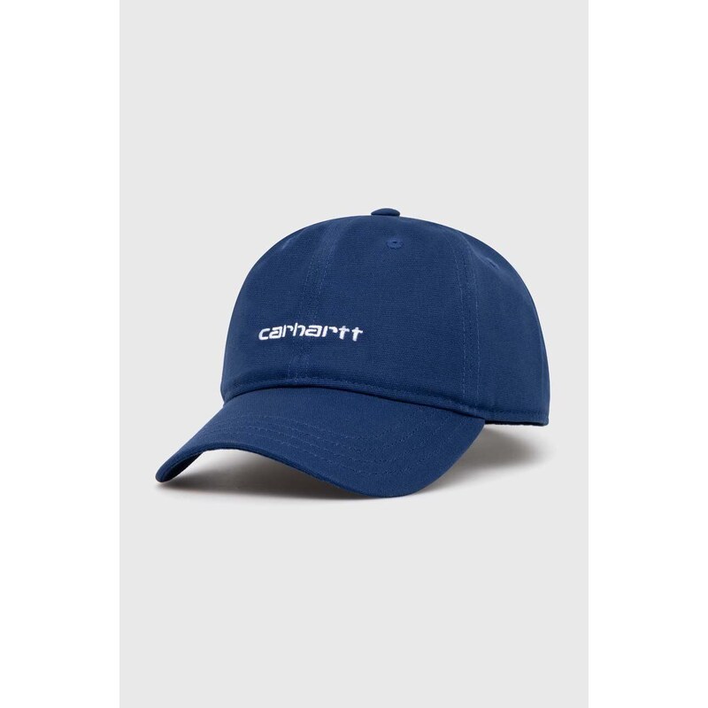 Pamučna kapa sa šiltom Carhartt WIP Canvas Script Cap boja: tamno plava, s aplikacijom, I028876.22TXX