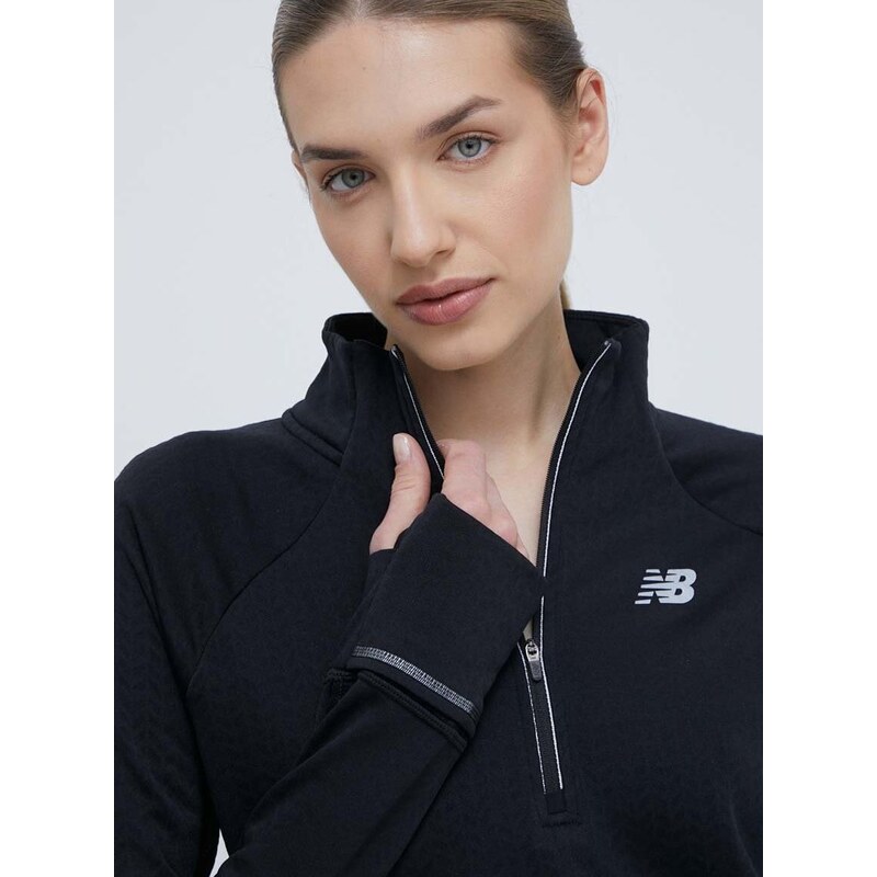 Majica dugih rukava za trčanje New Balance Heat Grid Half Zip boja: crna, s poludolčevitom, WT23252BK