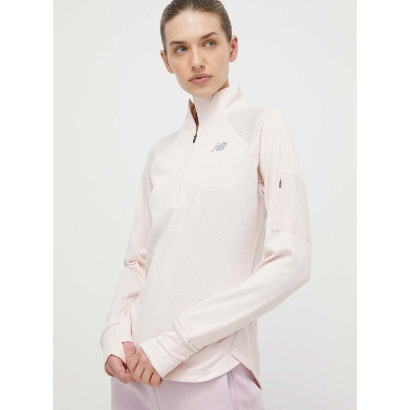 Majica dugih rukava za trčanje New Balance Heat Grid Half Zip boja: ružičasta, WT23252QPH
