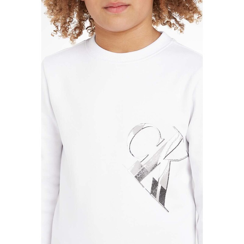 Dječja dukserica Calvin Klein Jeans boja: bijela, s tiskom