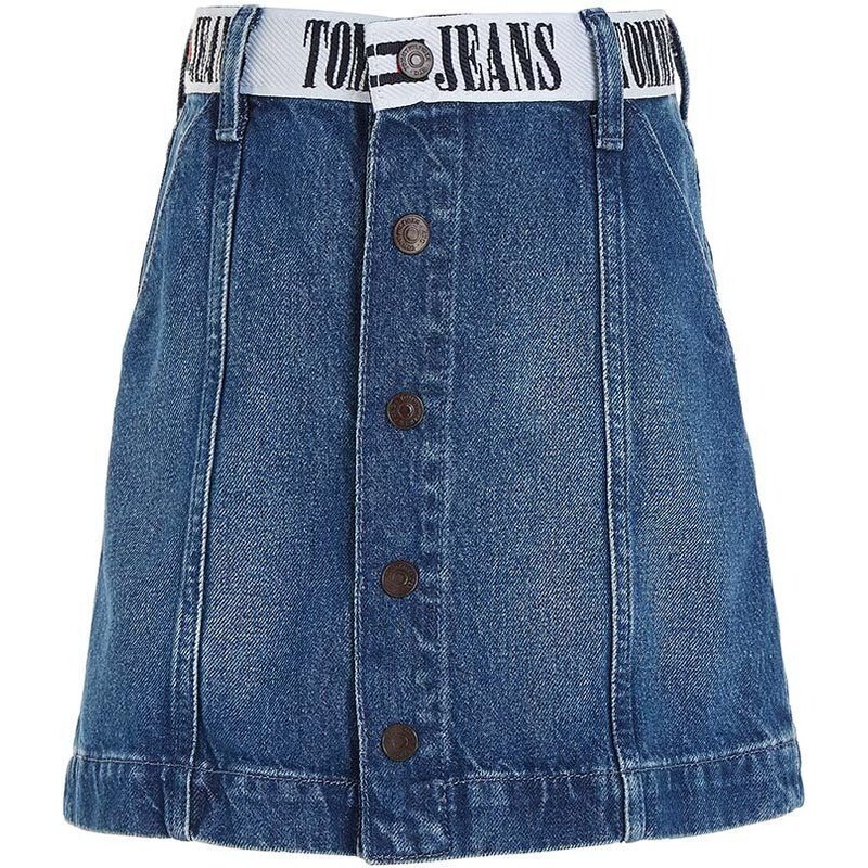 Dječja traper suknja Tommy Hilfiger boja: tamno plava, mini, širi se prema dolje