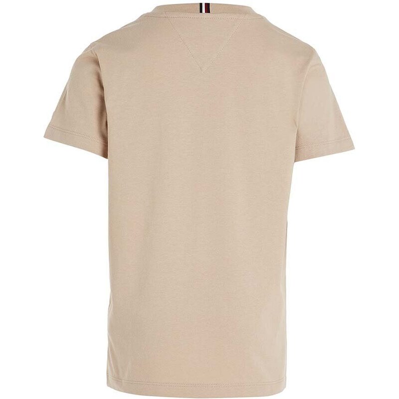 Dječja pamučna majica kratkih rukava Tommy Hilfiger boja: smeđa
