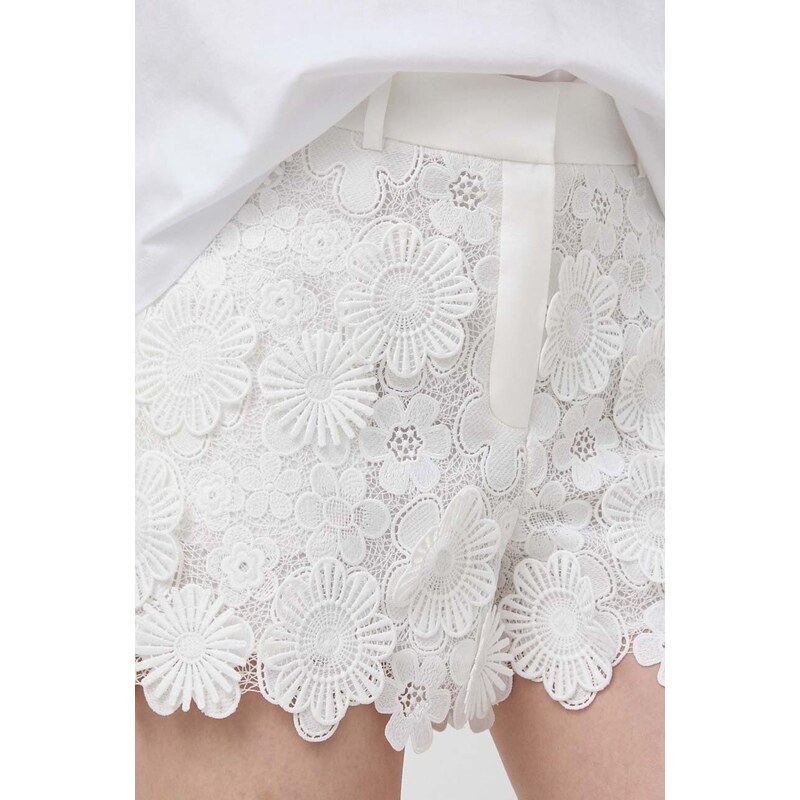 Kratke hlače Luisa Spagnoli za žene, boja: bijela, bez uzorka, visoki struk