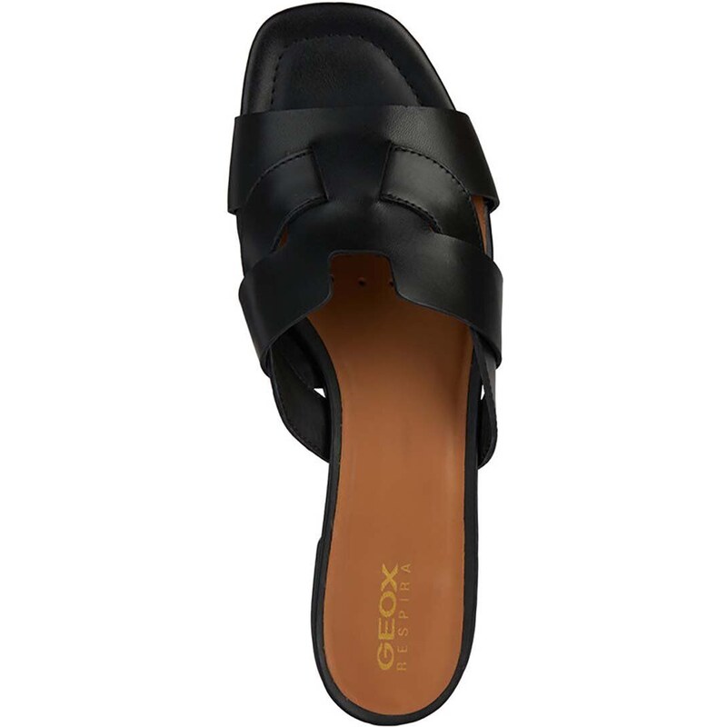 Kožne natikače Geox D NEW ERAKLIA 15 za žene, boja: crna, s debelom potpeticom, D4580A 00043 C9999
