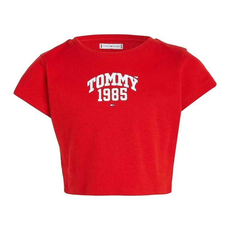 Dječja majica kratkih rukava Tommy Hilfiger boja: crvena