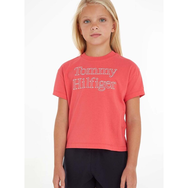 Dječja majica kratkih rukava Tommy Hilfiger boja: narančasta