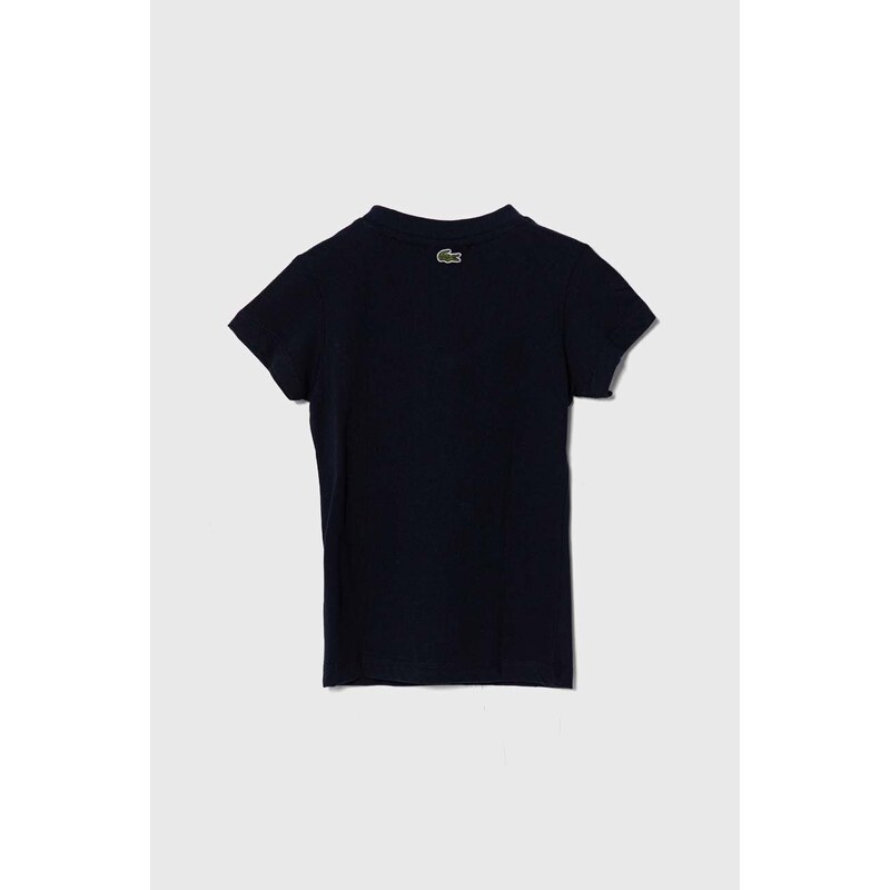 Dječja pamučna majica kratkih rukava Lacoste boja: tamno plava, s tiskom