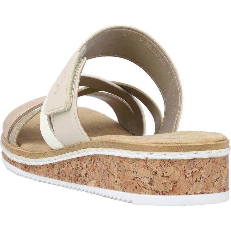 Rieker Natikače s potpeticom nude / ecru/prljavo bijela / zlatna / bijela