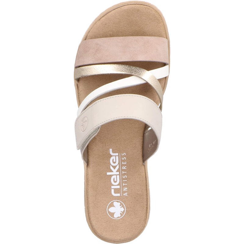 Rieker Natikače s potpeticom nude / ecru/prljavo bijela / zlatna / bijela
