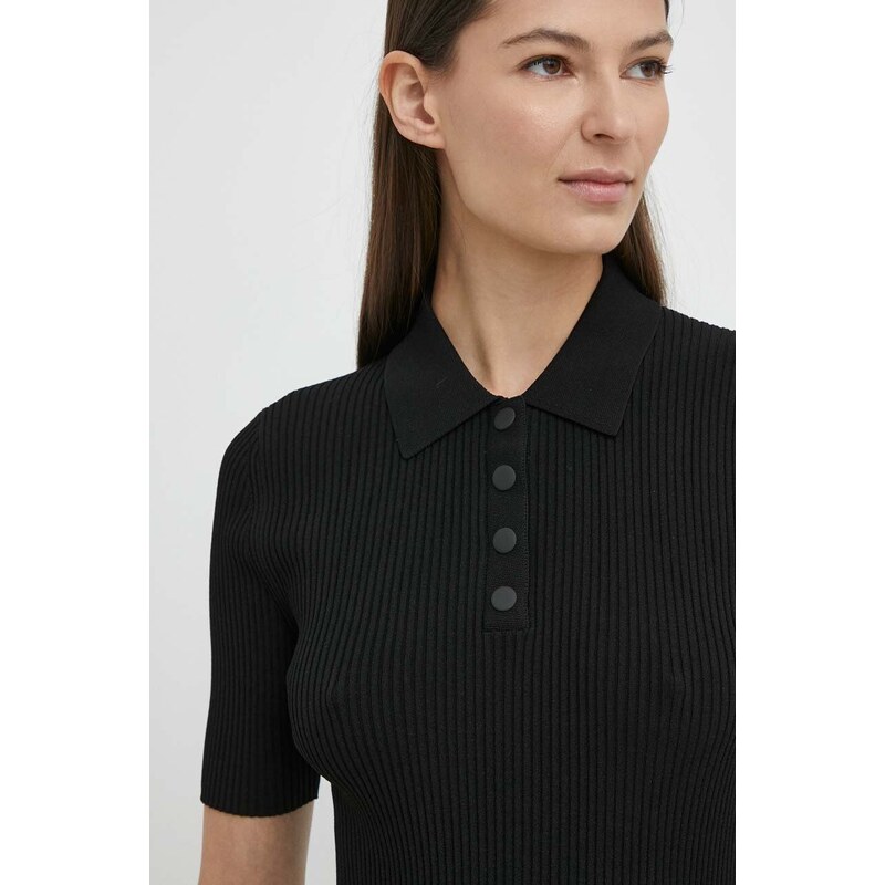Polo majica Theory za žene, boja: crna