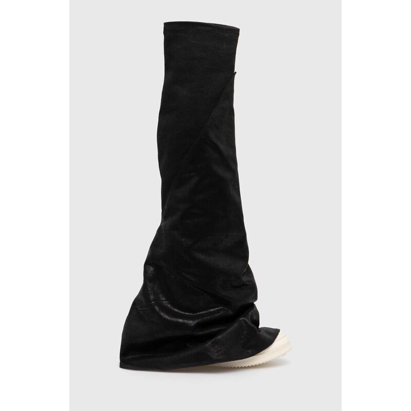 Čizme Rick Owens Denim Boots Fetish za žene, boja: crna, ravni potplat, DS01D1815.BF.911