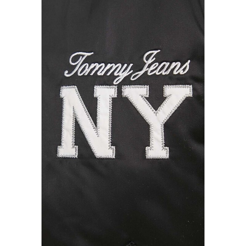 Bomber jakna Tommy Jeans za žene, boja: crna, za zimu, oversize