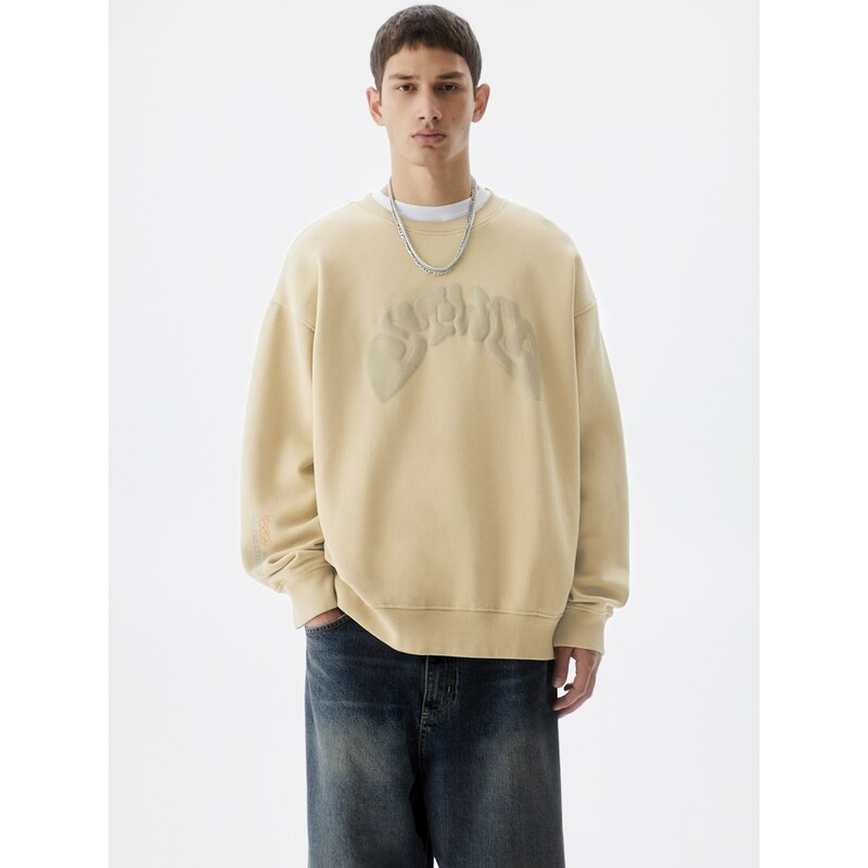 Pull&Bear Sweater majica sivkasto bež / pijesak / svijetloljubičasta / narančasta