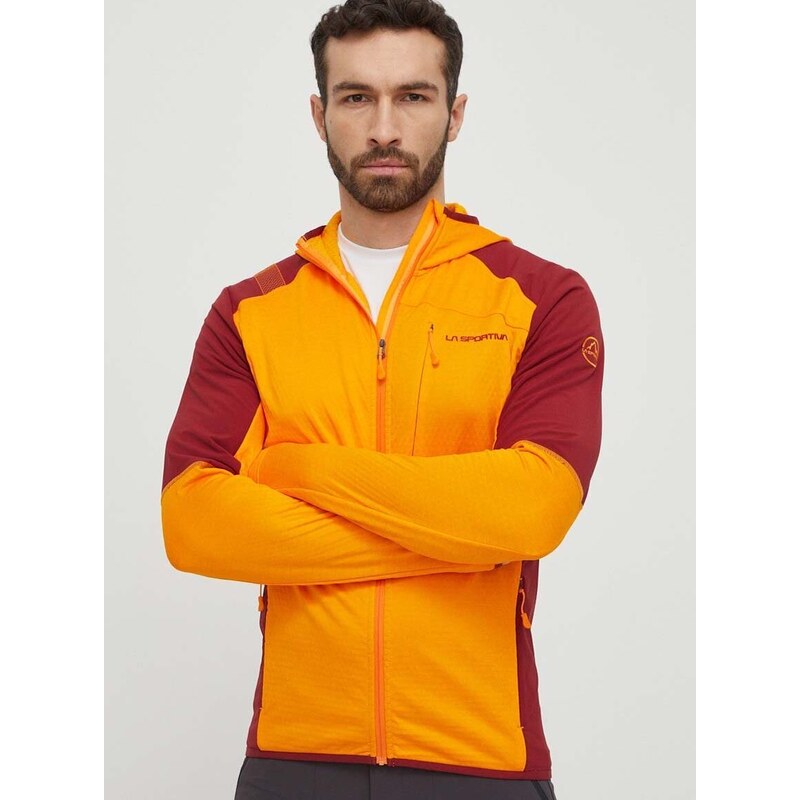 Sportska dukserica LA Sportiva Existence Hoody boja: narančasta, s kapuljačom, uzorkom, P53102320