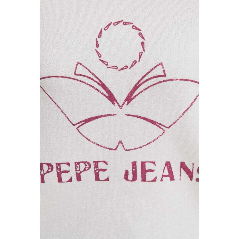 Pamučna dukserica Pepe Jeans Lorelai za žene, boja: bež, s tiskom