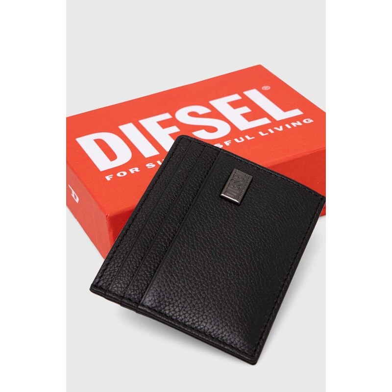 Kožni etui za kartice Diesel boja: crna