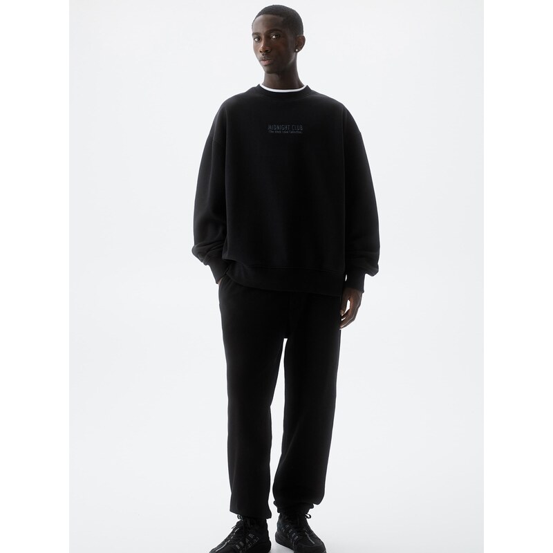 Pull&Bear Sweater majica svijetloplava / crna