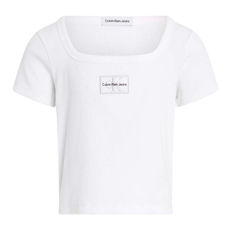 Dječja pamučna majica kratkih rukava Calvin Klein Jeans boja: bijela