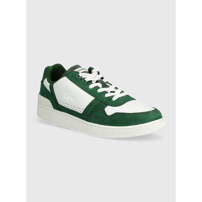 Kožne tenisice Lacoste T-Clip Contrasted Leather boja: zelena, 47SMA0070