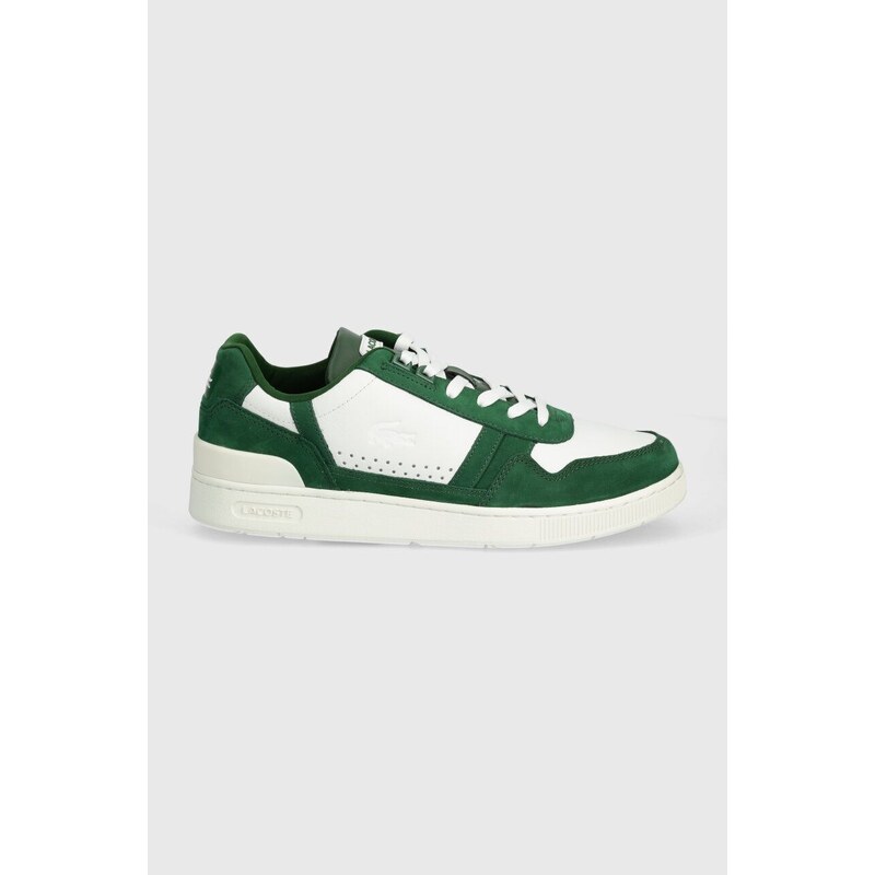 Kožne tenisice Lacoste T-Clip Contrasted Leather boja: zelena, 47SMA0070