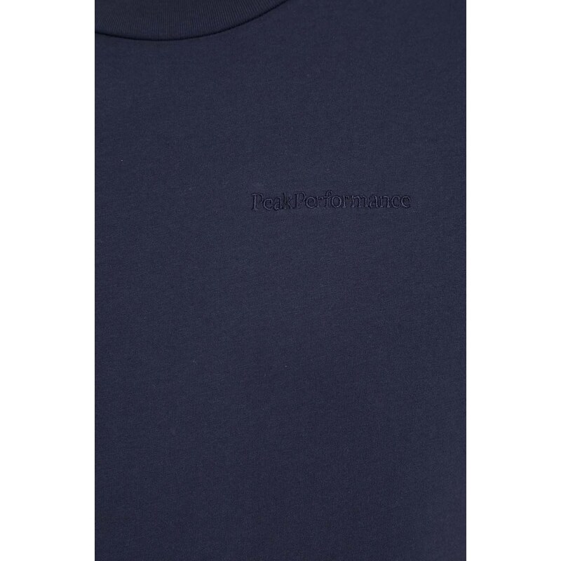 Pamučna majica Peak Performance za muškarce, boja: tamno plava, bez uzorka
