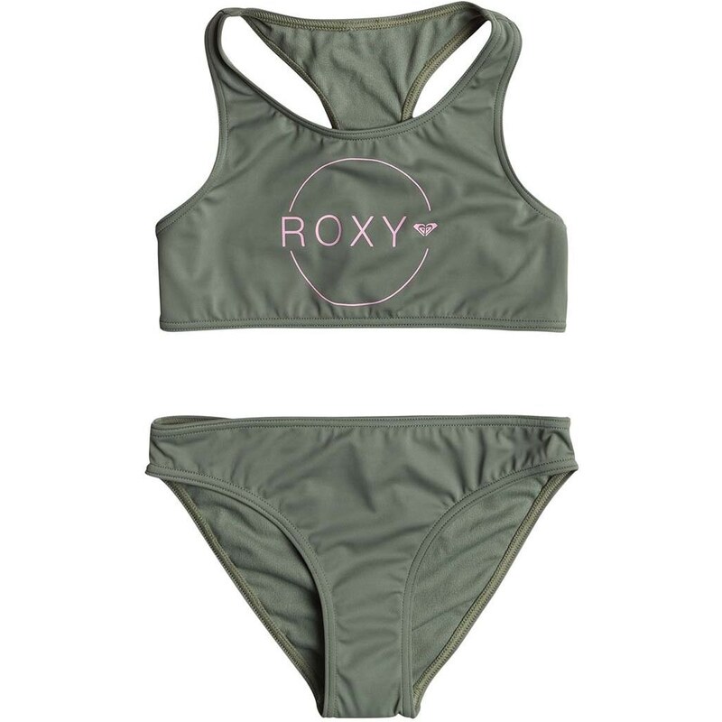 Dječji dvodijelni kupaći kostim Roxy BASIC ACTIVE CR boja: zelena