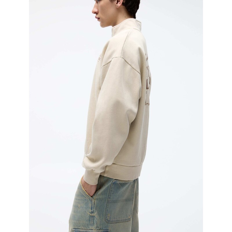 Pull&Bear Sweater majica ecru/prljavo bijela / smeđa