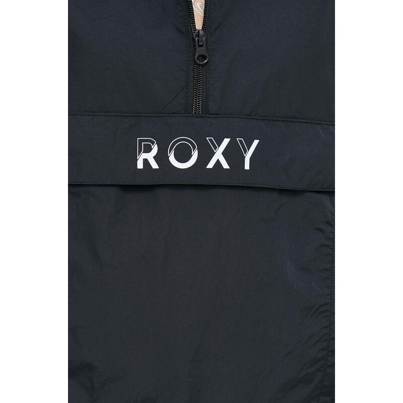 Vjetrovka Roxy Bold Moves x Mizuno boja: crna, za prijelazno razdoblje, oversize