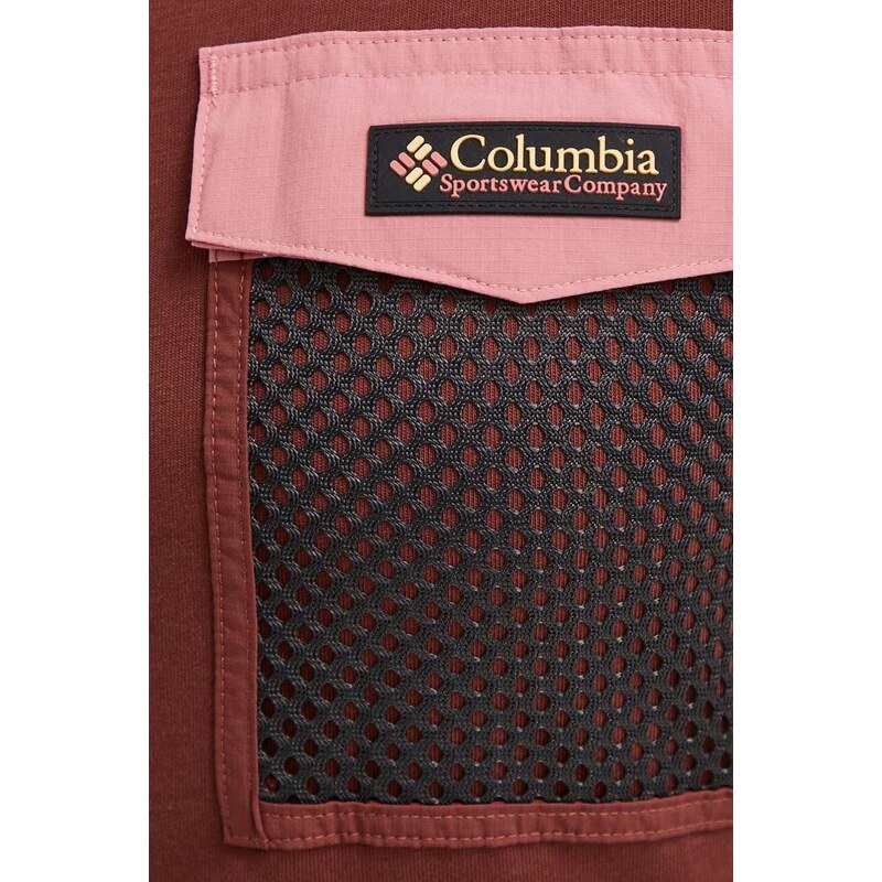 Pamučna majica Columbia Painted Peak za žene, boja: bordo, 2074491