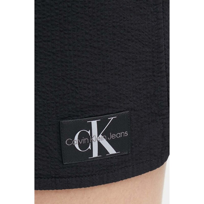 Pamučne kratke hlače Calvin Klein Jeans boja: crna, bez uzorka, visoki struk